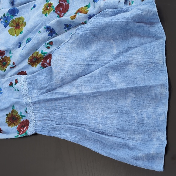 XCit Vintage Y2K Flutter Sleeve Long Sleeve Blue Floral Top Large - Picture 3 of 6